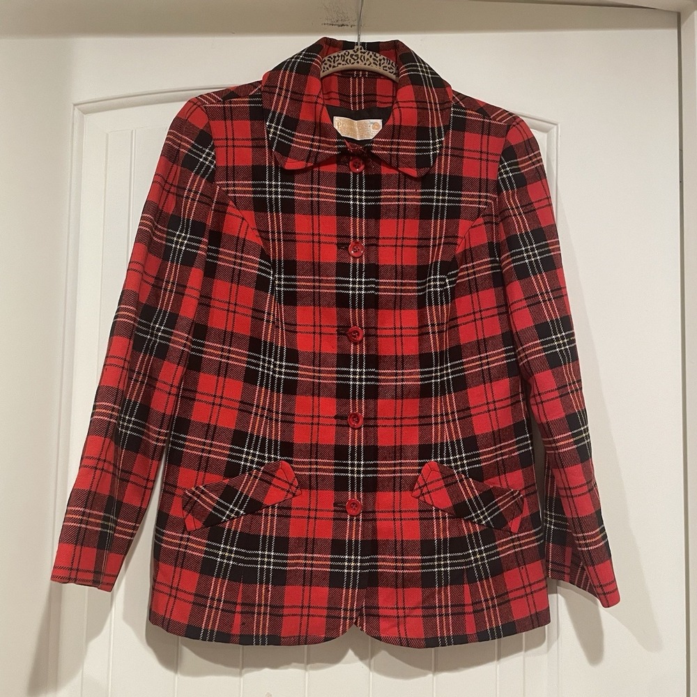 Vintage Pendleton Women's Blazer Jacket Size 10 Plaid 100% Virgin Wool